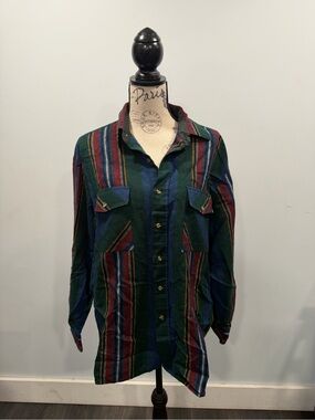 Back Packer Sportswear Mens XL Striped Button-Up Long Sleeve Pockets